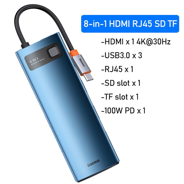 Baseus Metal Gleam Series 8-in-1 Multifunctional Type-C Docking Station