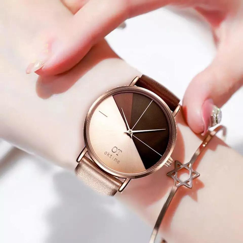 Women's OT Watches Fashion Leather Wrist Watch Vintage Ladies Quartz Watch