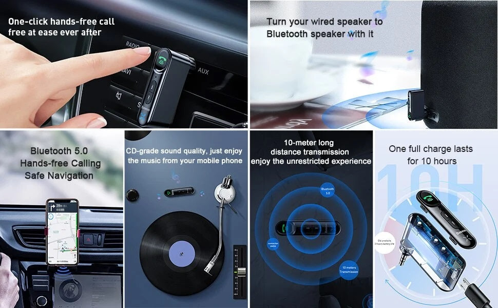 Baseus Type 7 AUX Wireless Receiver Bluetooth 5.0
