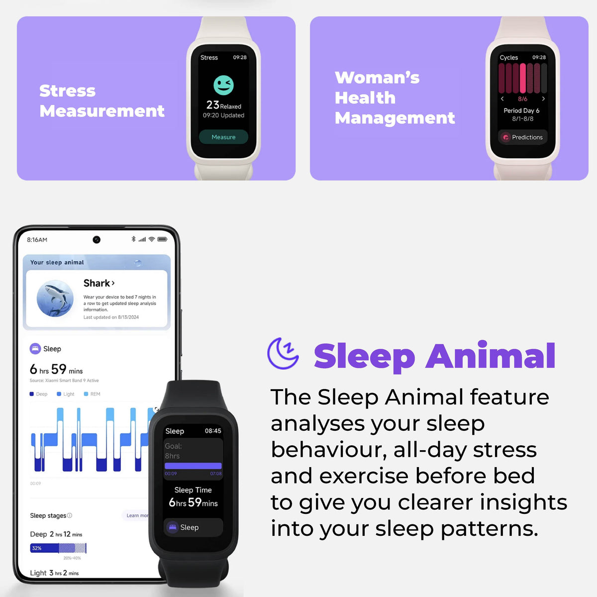 Xiaomi Smart Band 9 Active Smart Watch with 5ATM Water Resistance SpO2 / Scientific Sleep Monitoring Heart Rate Monitoring & 50 Sport Modes etc...