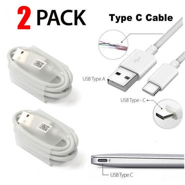 2Pc Fast Charge Type-C Cable White Colour Efficient Fast Charging 1M