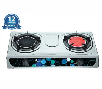 Infrared Gas Cooker Glass Top Double Burner ( 85% Energy Saving)