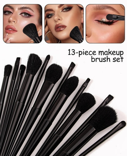 13Pcs Makeup Brush Set with Storage Bag Makeup Sponge Soft Fur Eye Shadow Foundation Blush