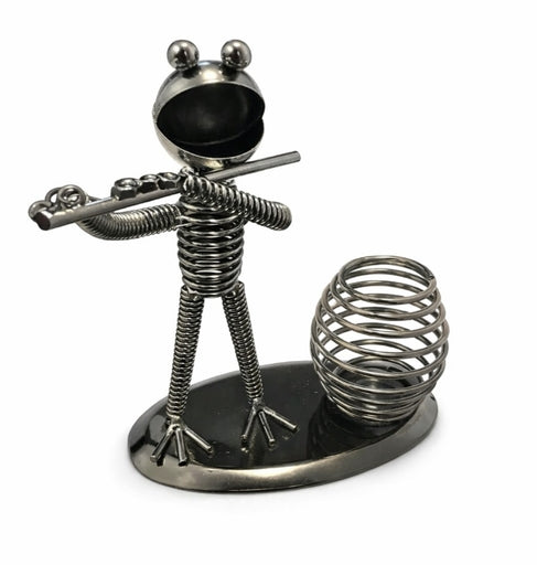 Metal Frog Pen Holder with Spring Basket