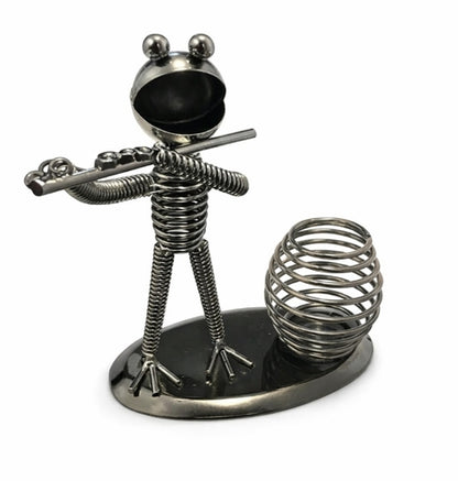Metal Frog Pen Holder with Spring Basket