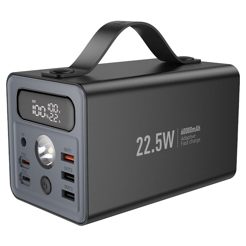 HOCO J138 Distant, power Bank, 60000mAh, Type-C and Triple USB-A Output, DC 12V Output, Dual Type-C input, with LED Lamp, LED
