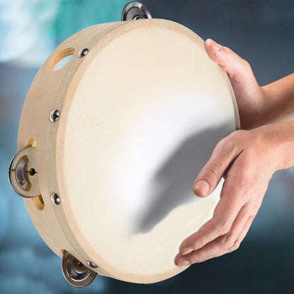 Rabana Drum Adults Kids Church Tambourine Drum with Metal Jingles