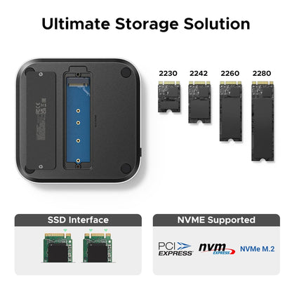 UGREEN 65487 Mac mini M4 Dock, 11-in-1 USB C Hub with 8TB M.2 NVMe Enclosure 10Gbps, 5X USB-A and 2X Type C Data Ports, SD/TF Card Slot, Docking Station & Stand for Mac mini M4/M4 Pro