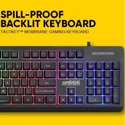 Armaggeddon AK666 Kalashnikov Spill Proof Backlit Membrane Gaming Keyboard