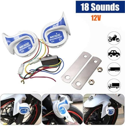 18 Sound Horn Car Horn Loud Car Horn 12V Auto Horn Universal 115Db Snail High Low Tone Waterproof
