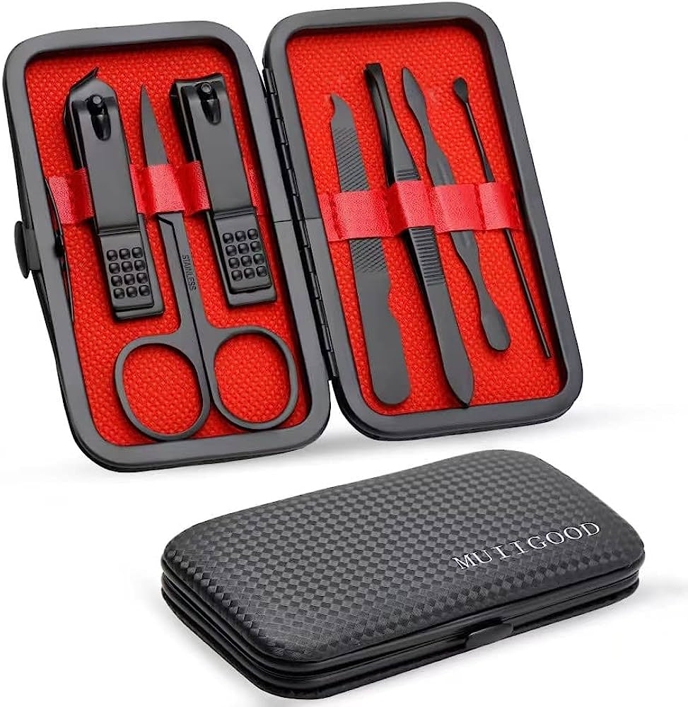 Manicure 7 - 1 Kit Stainless Steel Pedicure Kit Nail Grooming Kit Travel Case Set Nail Care Cutter Trimmer Professional Pedicure Kit Nail Scissors Grooming Kit With Leather Travel Case