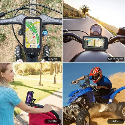 Waterproof Motorcycle Bike Mobile Phone Holder Support Universal Bicycle GPS 360° Adjustable