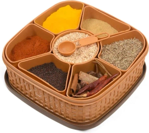 7 Section Plastic Masala Box /Spice Box [14*16*7Cm in Size and 160G Weight.]