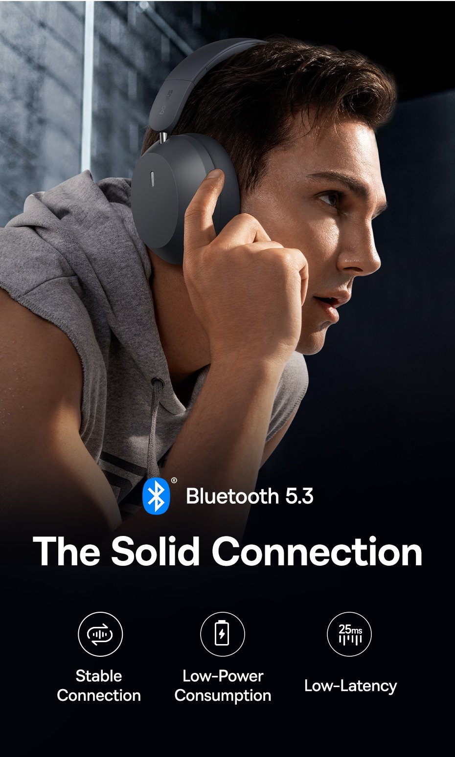Baseus Bass 35 Max Bluetooth Headset Wireless Headphone 40mm Units Deep Bass 50H Playback Soft Sponge Earmuffs Foldable Headphones with Mic