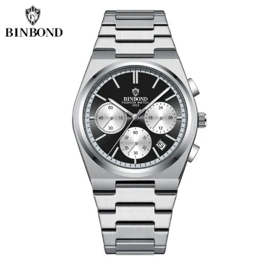 BAISHENG Nautilus Quartz Watch for Men Stainless Steel Waterproof Luminous Business Wrist Watch