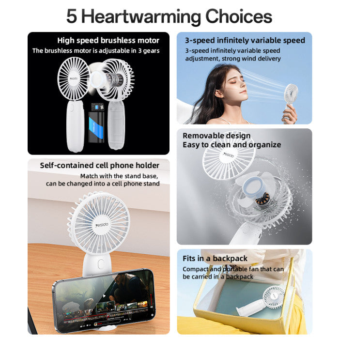 Yesido YF15 Handheld Mini Fan With Phone Holder