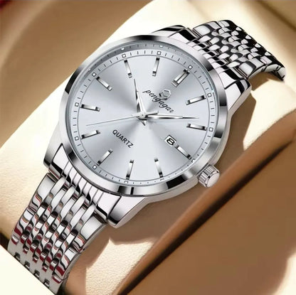 POEDAGAR Brand Business Men Watches Luxury New Top Waterproof Stainless Steel Quartz Wrist Watch Man