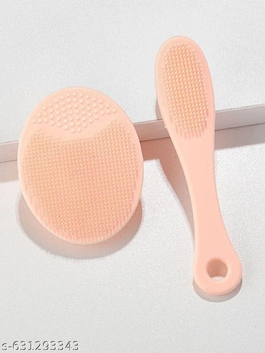 2 Pcs Silicone Face Cleansing & Nose Brush Soft Facial Scrubber Blackhead Remover Skin Care Tool