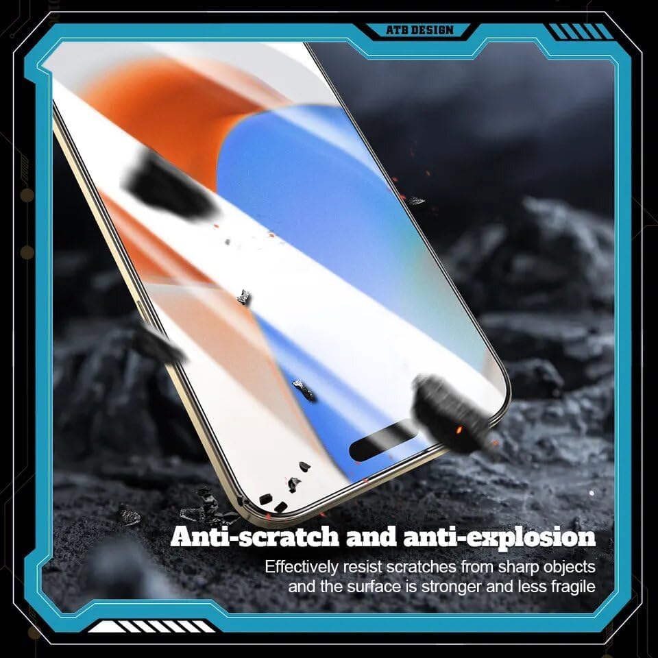 ATB DESIGN Anti-Shock Tempered Glass For iPhone 16 Pro Max , Gorilla Glass, [9H] Hardness, Super HD Clear, Made With Japanese Technology Glue