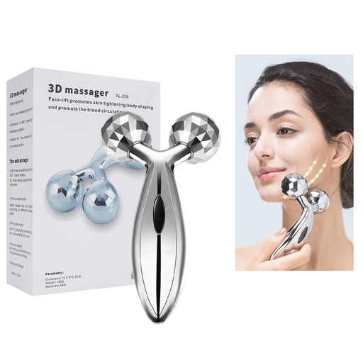 3D Manual Roller Face Body Massager with 2 Wheels Facial Slimming Tightening Skin Handheld 3D Roller