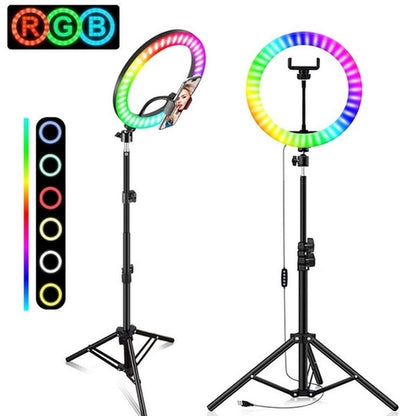 10-Inch RGB Ring Light with Vibrant Color Modes, Sturdy Tripod, and Adjustable Phone Holder