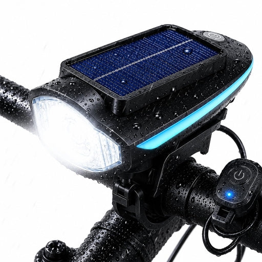 Solar / USB Charging Bike Light Bicycle Bell Horn Lamp Bike Flashlight Bike Front Light USB