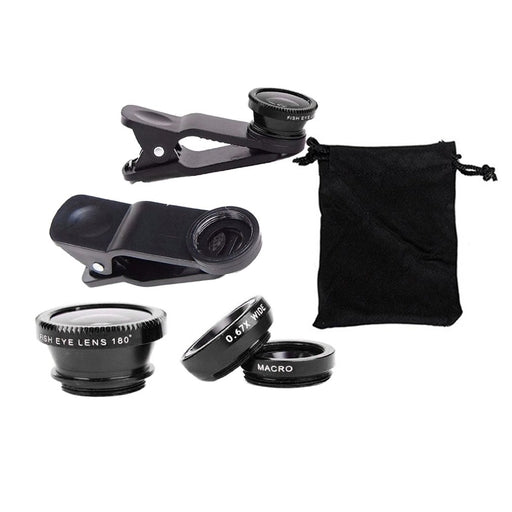 3 In 1 Universal Fisheye Wide Angle Macro Clip Lens Kit