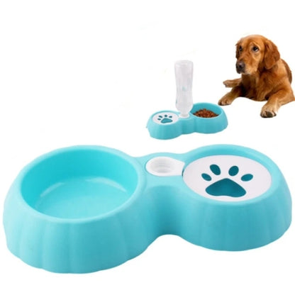 Pet Double Bowl Food and Drink Cat and Dog Feeder Plastic Without Water Bottle
