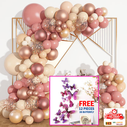 FREE 12 PCS 3D BUTTERFLY WITH Complete Set 103-Piece Premium Blue Balloon Garland Kit for Party Decoration, Unisex Balloon Arch Set for All Ages