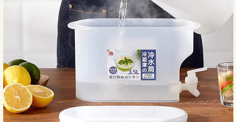3.5L Fridge Beverage Dispenser with Faucet: Leakproof Cold Drink & Juice Bucket