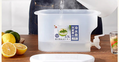 3.5L Fridge Beverage Dispenser with Faucet: Leakproof Cold Drink & Juice Bucket