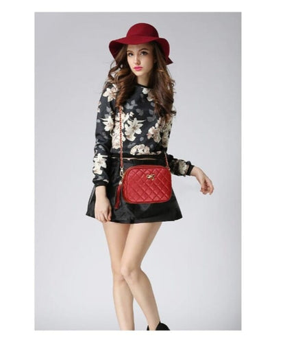Everyday Carry - 2026 New Fashion Female Shoulder Bag Rhombus Embroidered Solid Color Chain