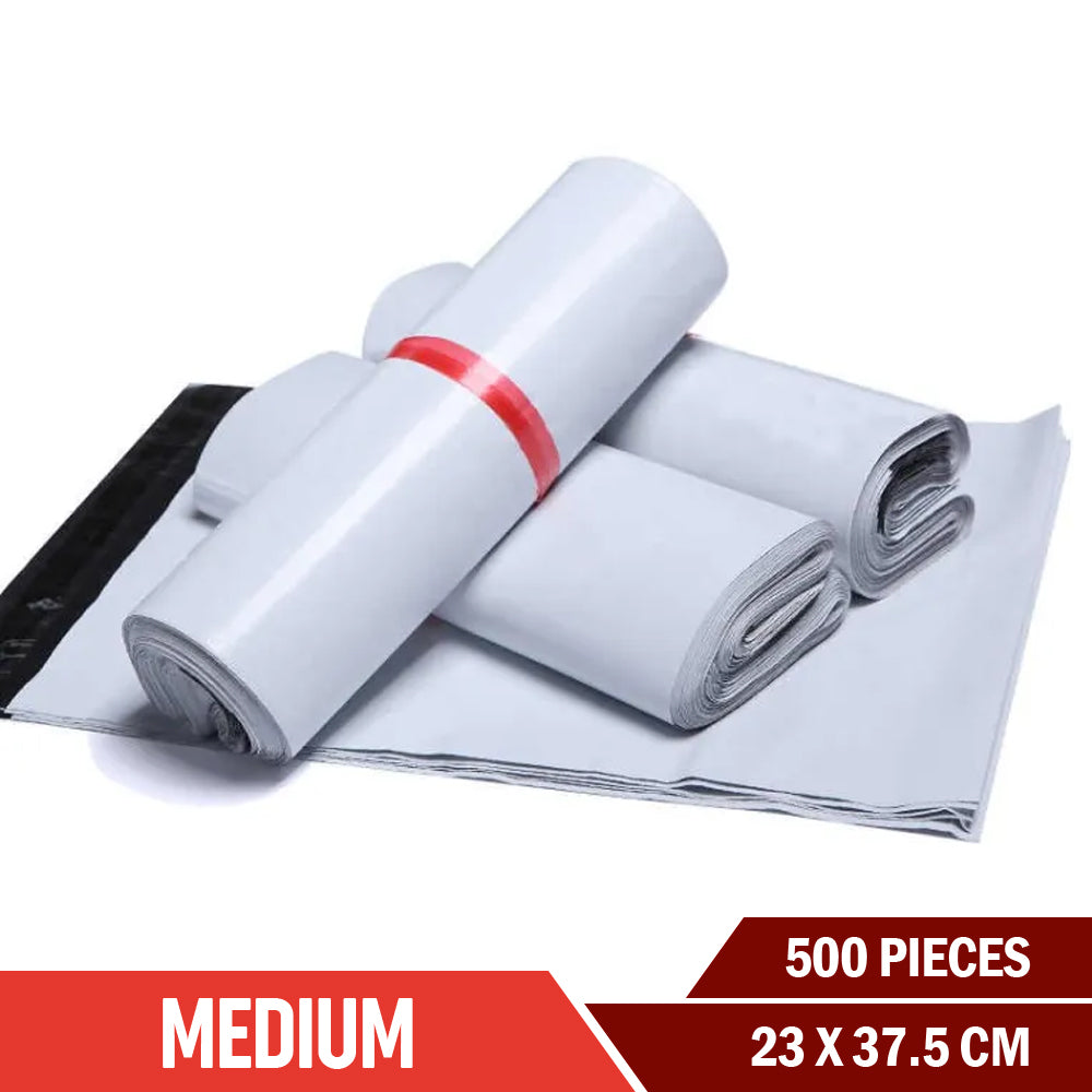 500 Pieces Medium 23cm x 33.5 + 5cm size Perfect Medium Poly Mailer White Poly Mailer Bags Bundle of Self-seal Adhesive bags Storage Bags Plastic Poly Envelope Flyer Mailer Packs Postal Safe Mailing Bags Shipping Bag