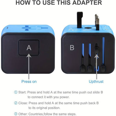 Global Travel Adapter with USB & Type-C Charging – Universal Wall Charger with Worldwide Plug