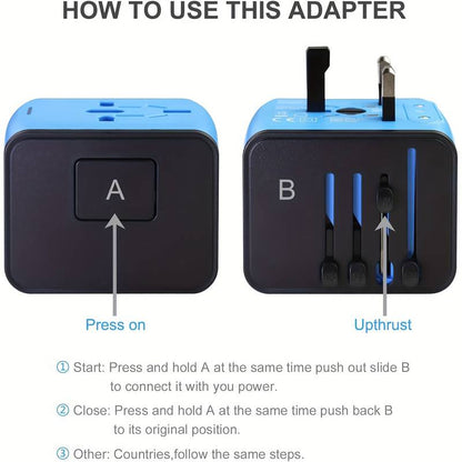 Global Travel Adapter with USB & Type-C Charging – Universal Wall Charger with Worldwide Plug