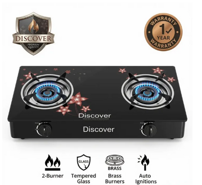 Glass Top Gas Cooker Double Burner