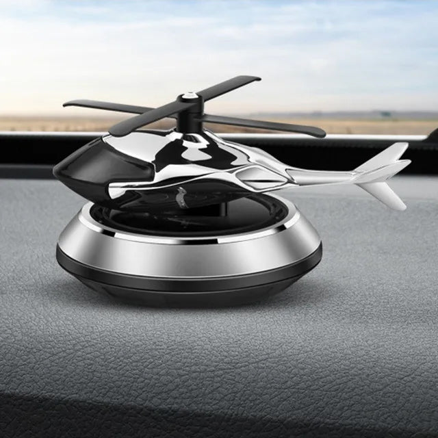 Solar Car Air Freshener Auto Interior Accessories Helicopter Propeller Car Fragrance Decoration Deodorant Perfume Diffuser Car Dashboard Solar Helicopter with Air freshener - SILVER