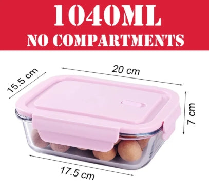 High Borosilicate Glass Food Storage Container with Air Vent Lid Leak Proof & Microwave, Oven Safe