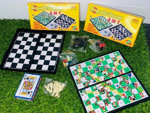4 In 1 Magnetic Games Board Chess , Snake and Ladder , Card Games