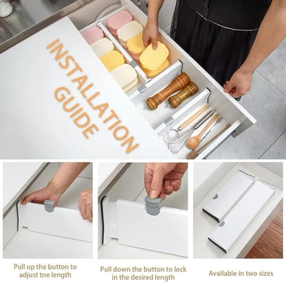 Adjustable Drawer Dividers – Retractable Plastic Organizers for Home & Office Storage
