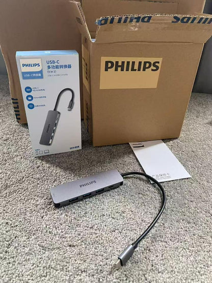 Philips USB-C Hub 4USB 3.0 Port + USB-C PD Port 60W Hub Adapter - SWR1607K/93
