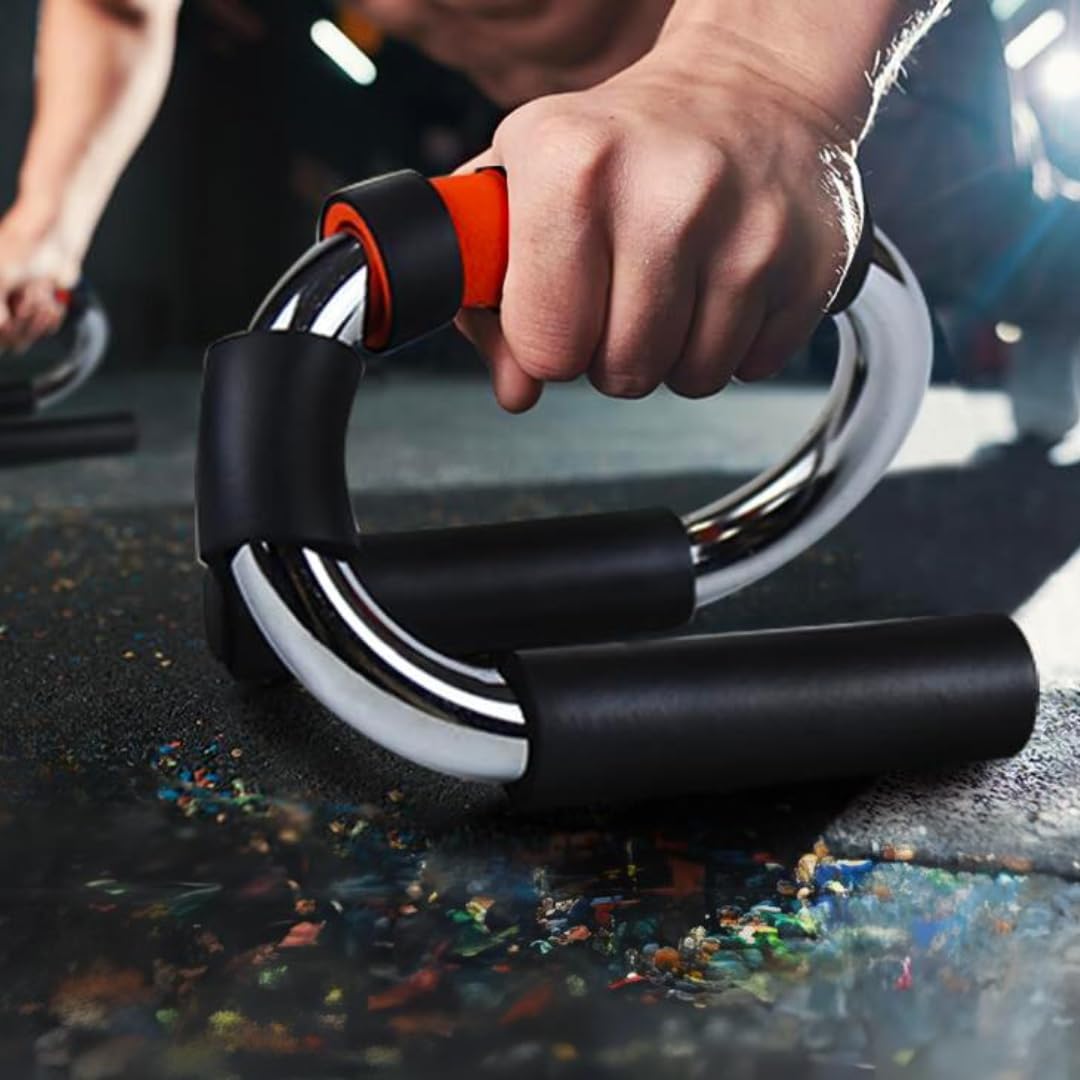 S-Shaped Push up Stand: Non-Slip Sweat-Absorbent Foam Handles for Home Floor Workouts