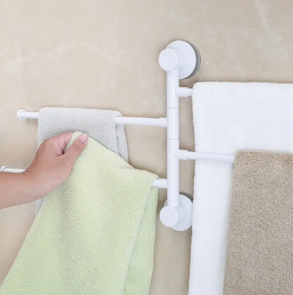 Stainless Steel Suction Cup Mounted Organizer Towel Rack 4 Bars Bathroom Towel Hanging Holder