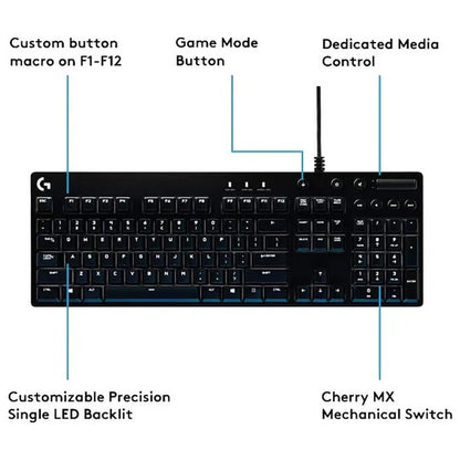 Logitech G610 Orion Blue Wired Gaming Mechanical Keyboard Monochrome Backlight Blue Switches - Black