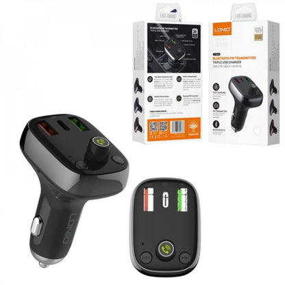 LDNIO C704Q Bluetooth FM Transmitter Triple USB Charger/USB-C PD/QC 4.0+ / Auto-ID Fast Charging