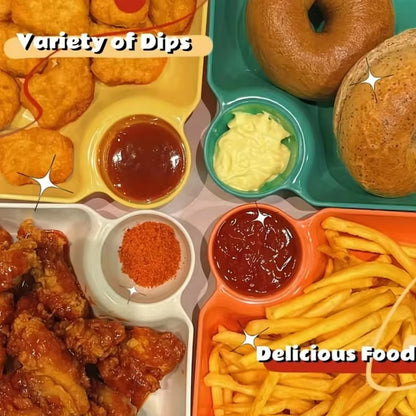 4Pcs Plastic Serving Plate Set – Sturdy Snack, Chips & Sushi Plates for Home & Restaurant Use