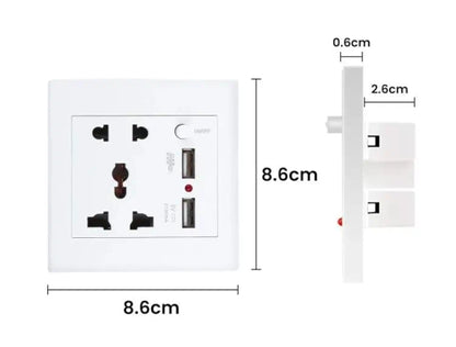 Dual USB Universal Multi Plug Socket