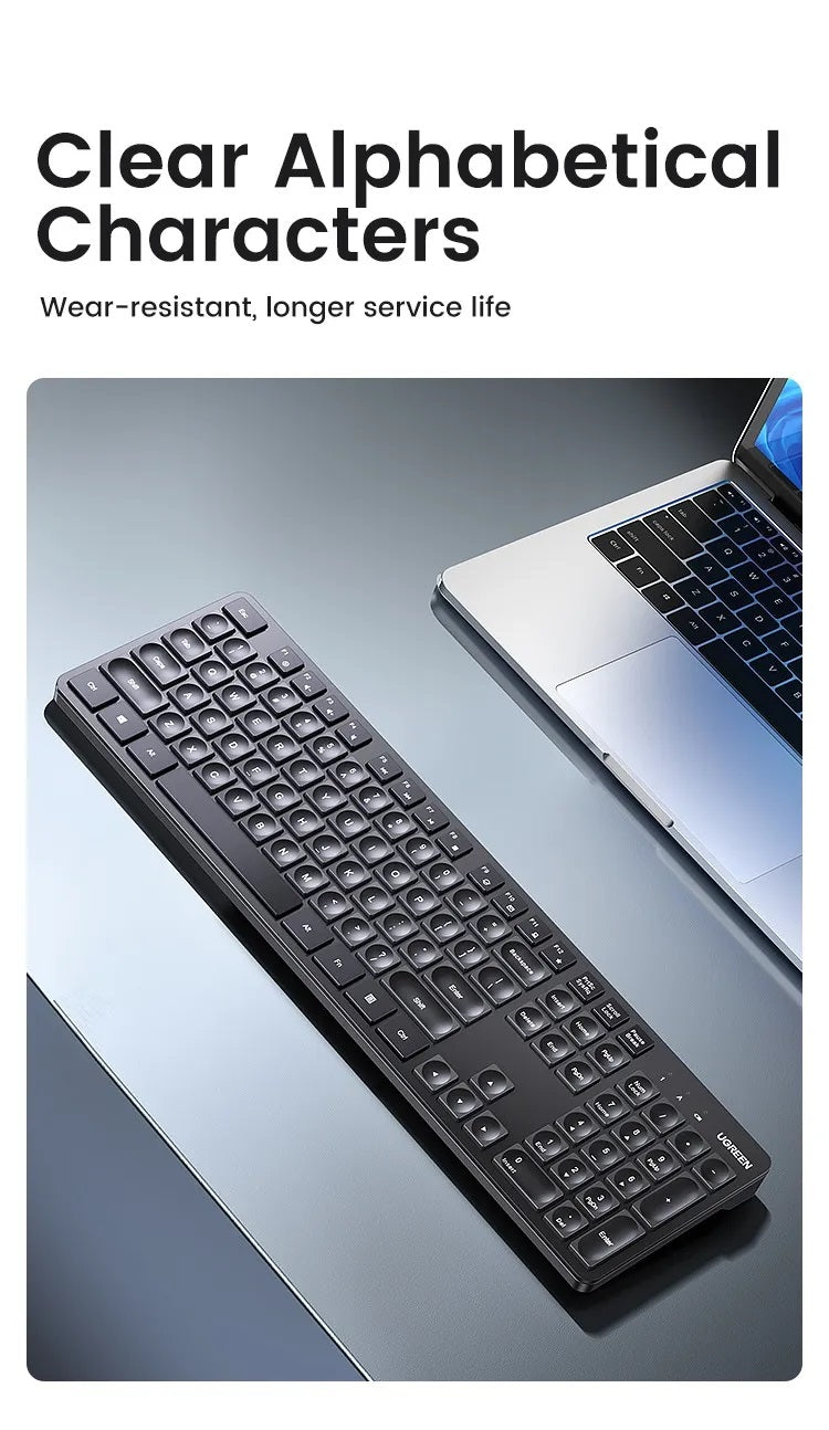 UG KU004-25322 WIRELESS KEYBOARD 2.4GHZ 104 KEYS CONCAVE KEYCAPS FOR LAPTOP