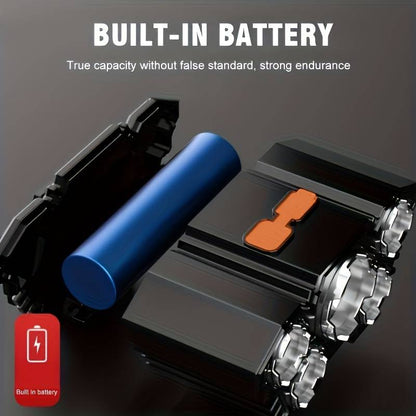 T21 5LED with Built-in 18650 Battery USB Rechargeable Portable Flashlight Lantern Headlamp