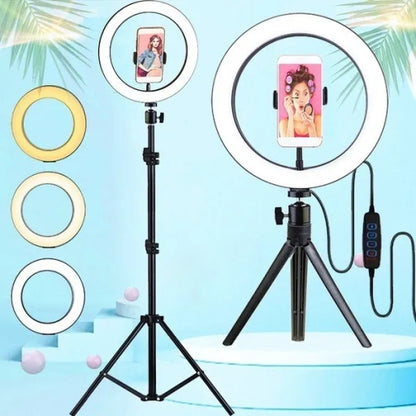 10 Inch Selfie LED Ring Light with 7Ft Tripod & 360° Rotatable Phone Holder for TikTok, YouTube
